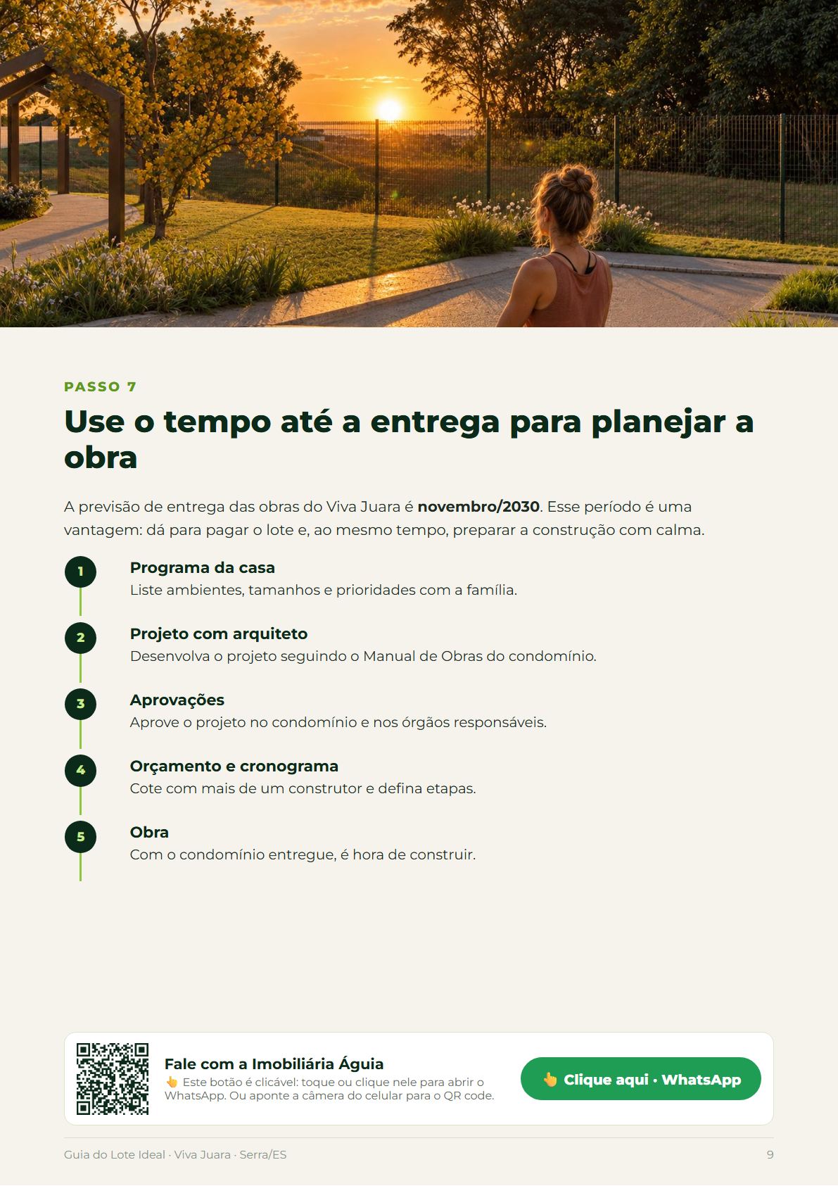 Página 9. Passo 7: planejamento da obra